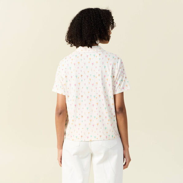 T-shirt manches courtes brodé blanc femme
