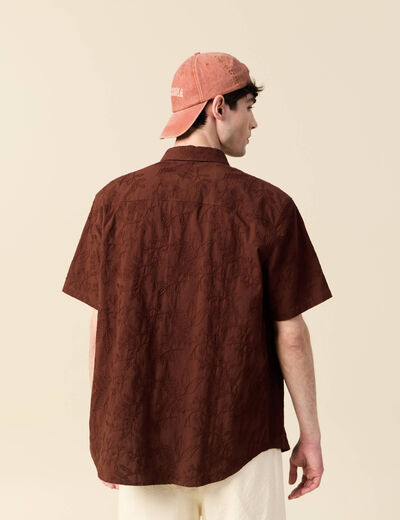 Chemise manches courtes bordeaux homme