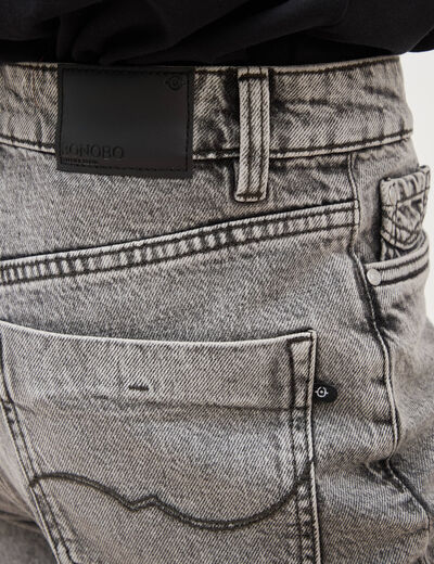 Jeans mom 7/8&egrave;me denim snow gris femme