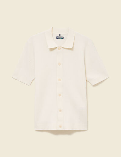 Chemise manches courtes col polo ecru homme