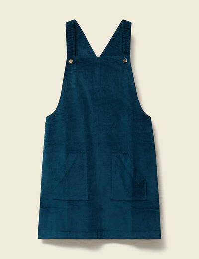 Robe sans manches en velours bleu canard femme
