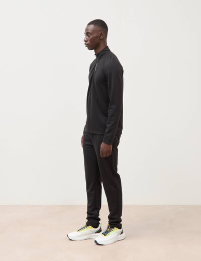Sweat droit col montant manches longues noir homme