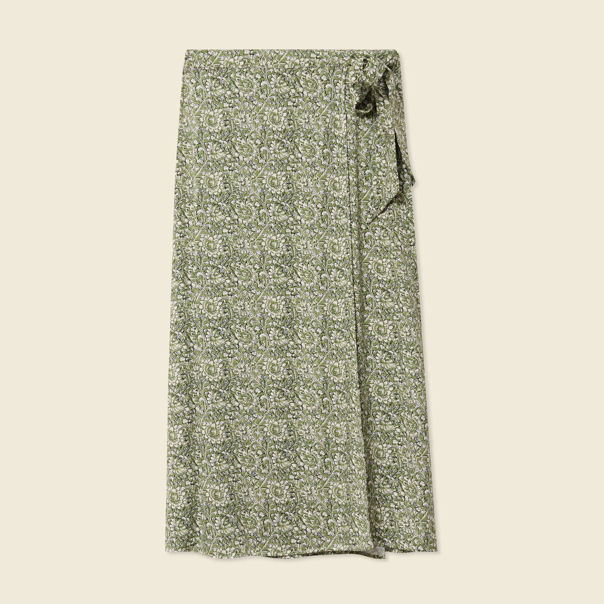 Jupe longue portefeuille vert kaki femme