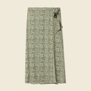 Jupe longue portefeuille vert kaki femme