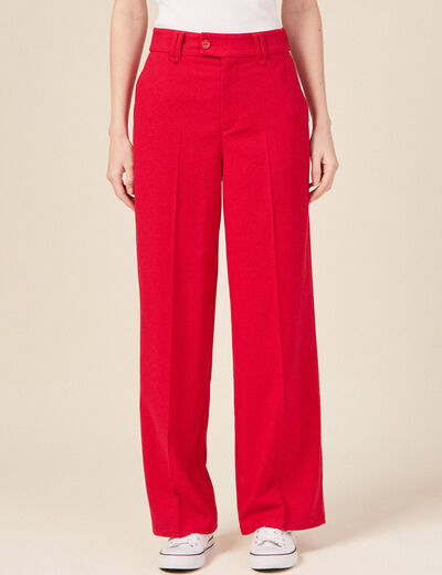 Pantalon city large à pinces rouge femme
