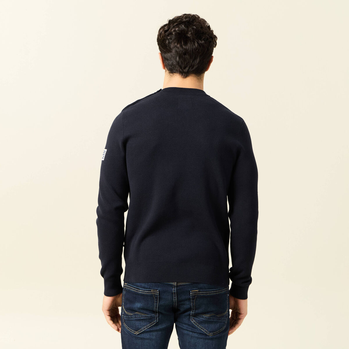 Pull manches longues bleu marine homme