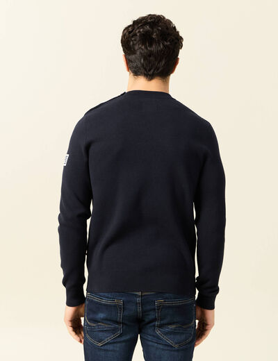 Pull manches longues bleu marine homme