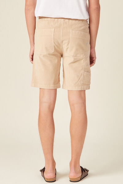 Bermuda droit en velours beige homme