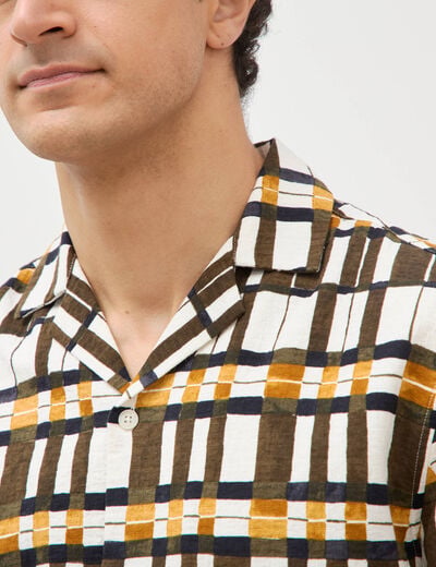 Chemise manches courtes col tailleur blanc homme