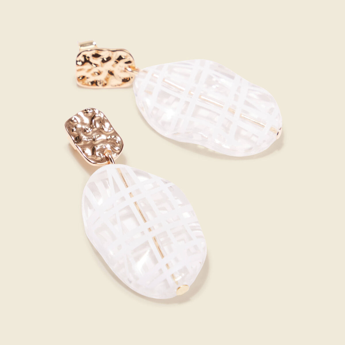 Boucles d'oreilles pendantes ecru femme