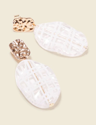 Boucles d'oreilles pendantes ecru femme