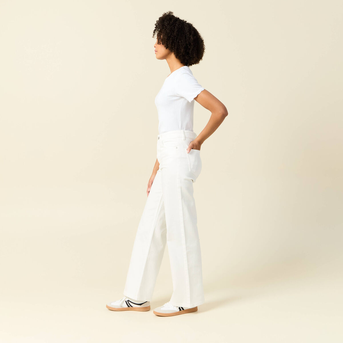 Jeans large éco-responsable denim blanc femme