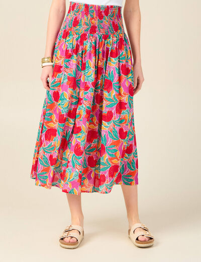 Jupe longue évasée multicolore femme