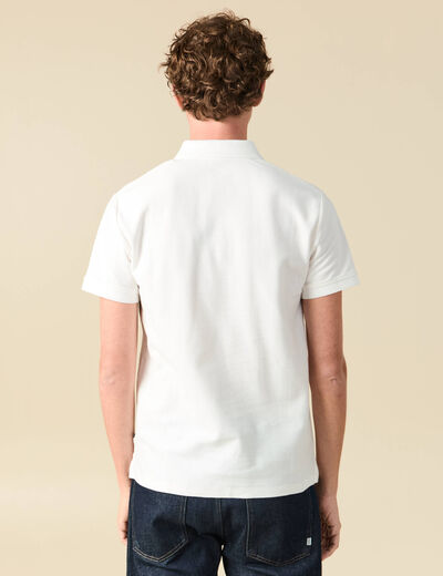 Polo cintr&eacute; manches courtes blanc homme