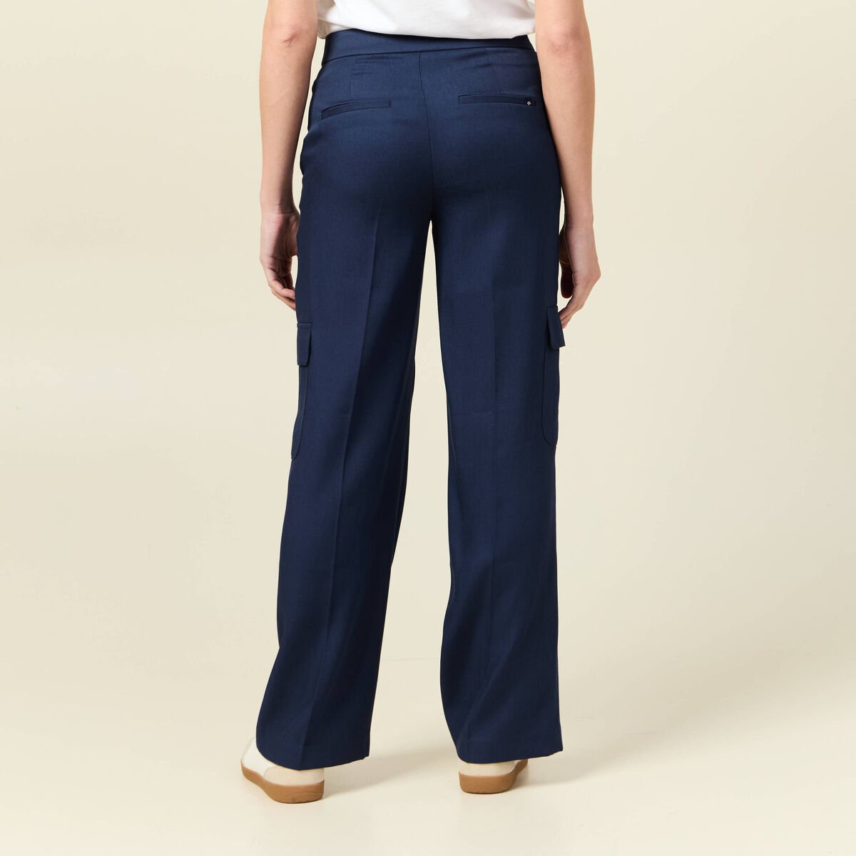 Pantalon cargo straight bleu marine femme