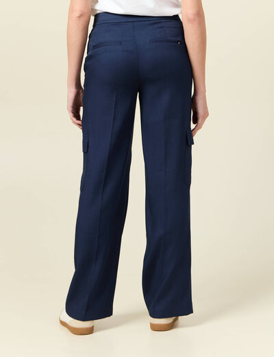Pantalon cargo straight bleu marine femme