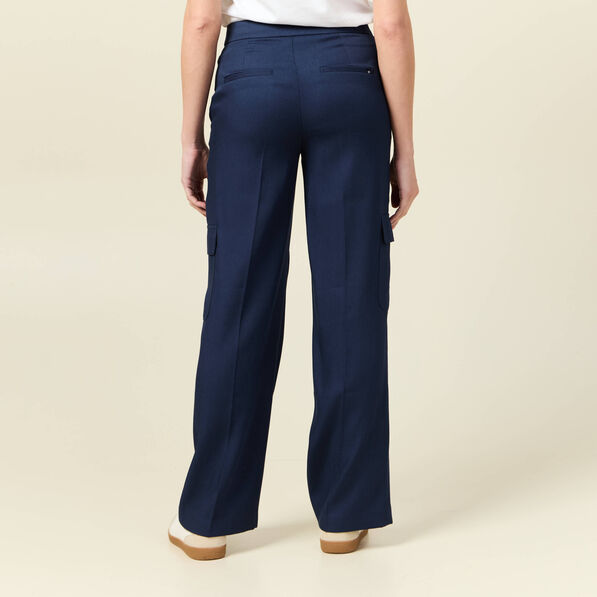 Pantalon cargo straight bleu marine femme