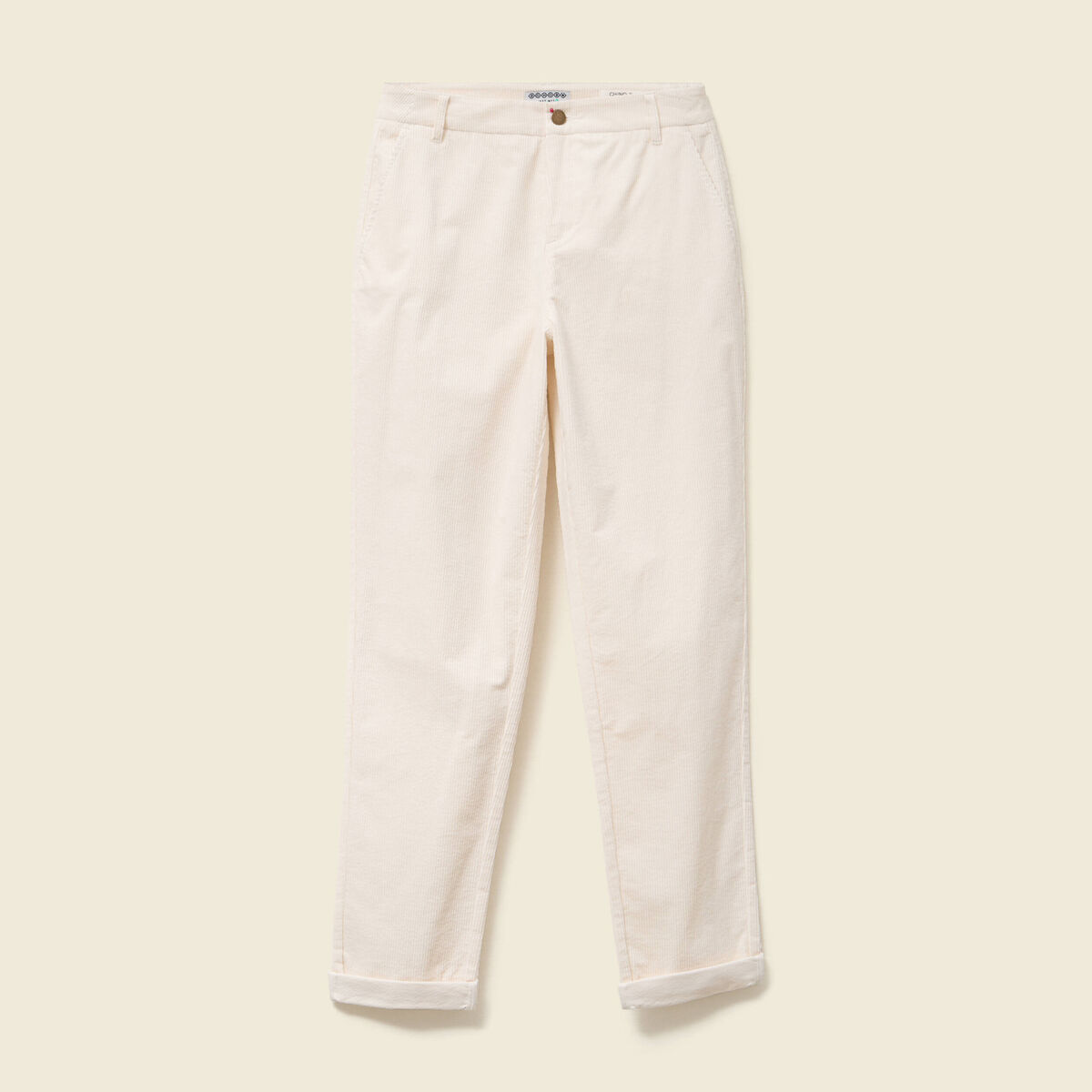 Pantalon large 7/8&egrave;me taille haute ecru femme