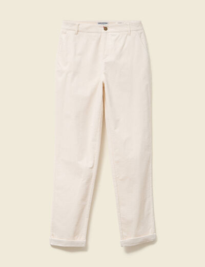 Pantalon large 7/8&egrave;me taille haute ecru femme