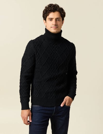 Tricot col montant noir homme
