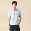 Polo cintr&eacute; en coton manches courtes bleu clair homme
