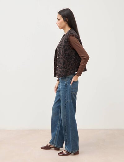 Gilet sans manches r&eacute;versible marron chocolat femme