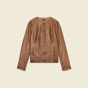 Blouson simili cuir marron femme