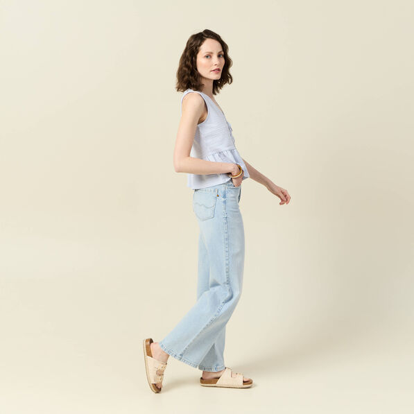 Blouse sans manches bleu pastel femme
