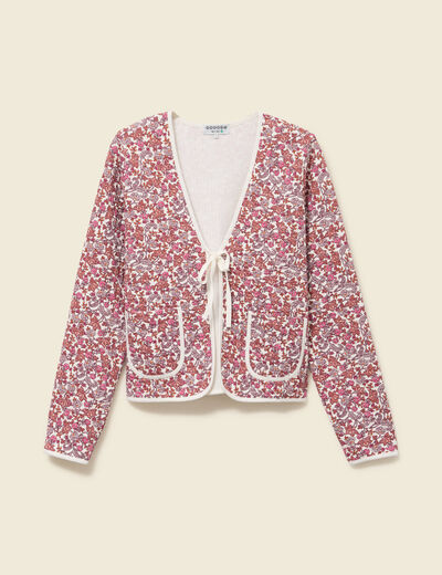 Cardigan droit court manches longues orange corail femme