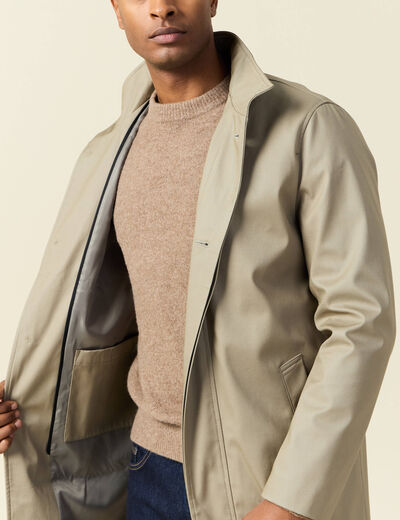 Trench mi-long col montant vert kaki homme