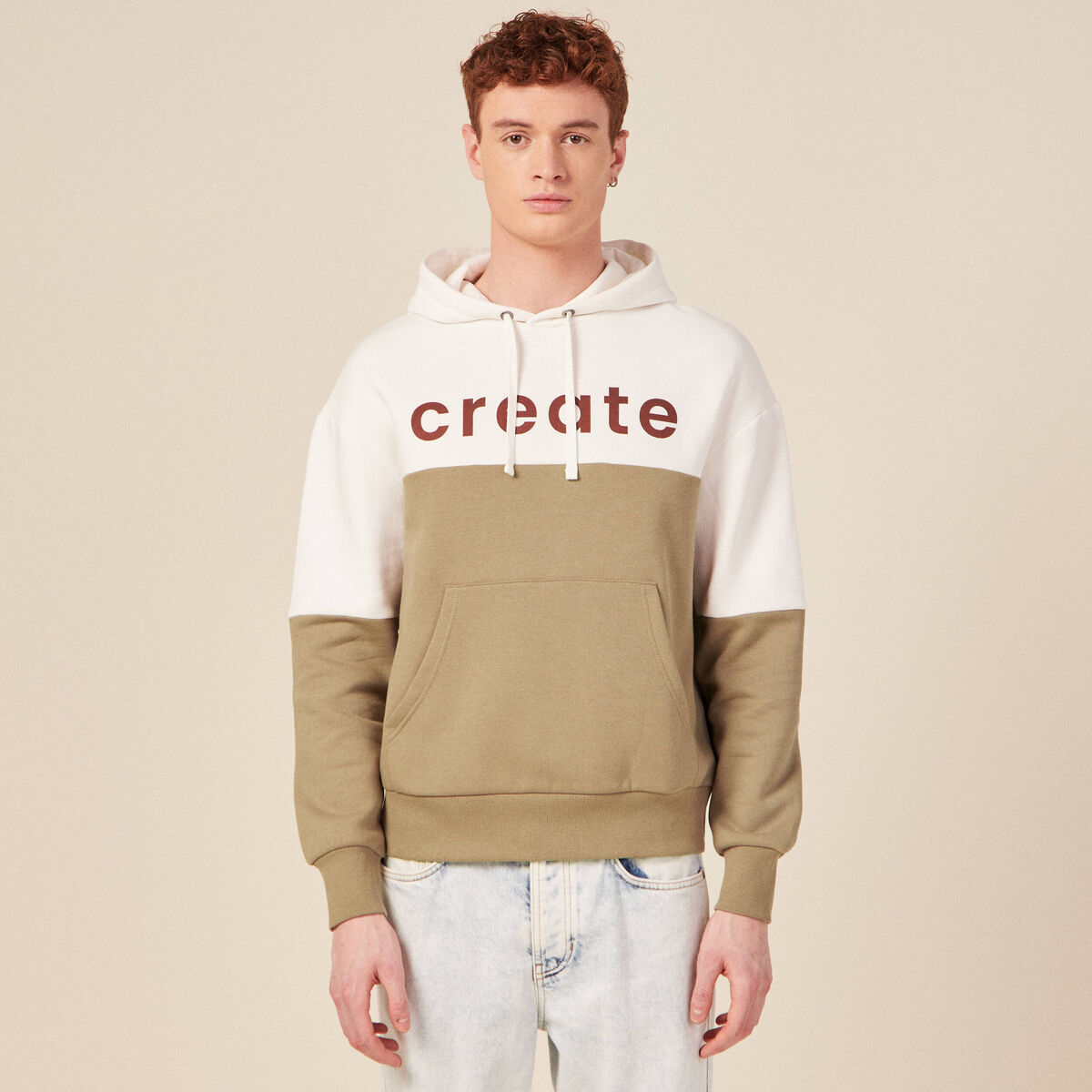 Sweat capuche éco-responsable taupe homme
