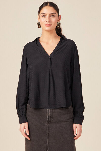 Blouse manches longues noir femme