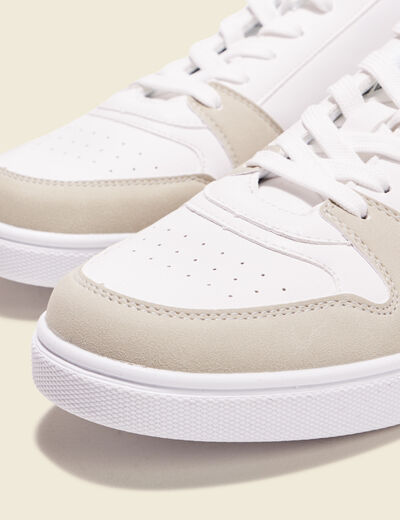 Baskets plates à lacets blanc homme