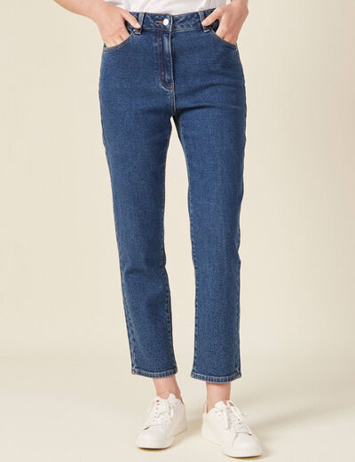 Jeans straight taille haute denim stone femme