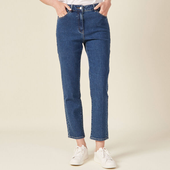Jeans straight taille haute denim stone femme
