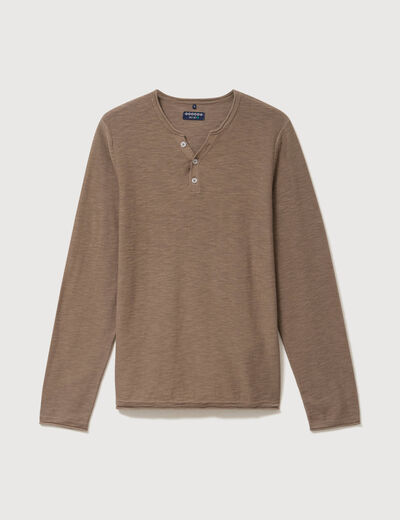 Pull manches longues taupe homme