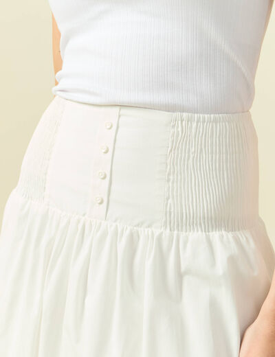 Jupe longue &eacute;vas&eacute;e en coton ecru femme