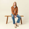 Veste manches longues col classique camel femme