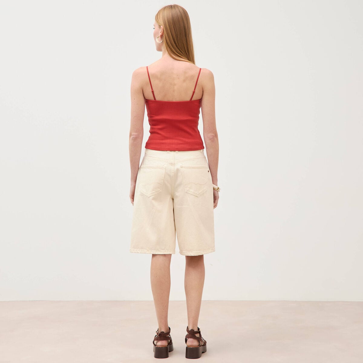 D&eacute;bardeur 2 en 1 avec brassi&egrave;re int&eacute;gr&eacute;e orange fonc&eacute; femme