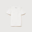 T-shirt droit col rond manches courtes ecru femme