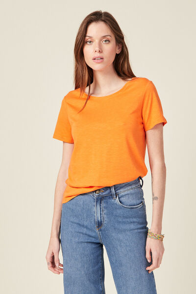 T-shirt éco-responsable orange femme