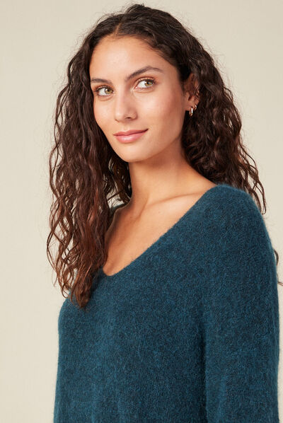 Pull éco-responsable bleu canard femme