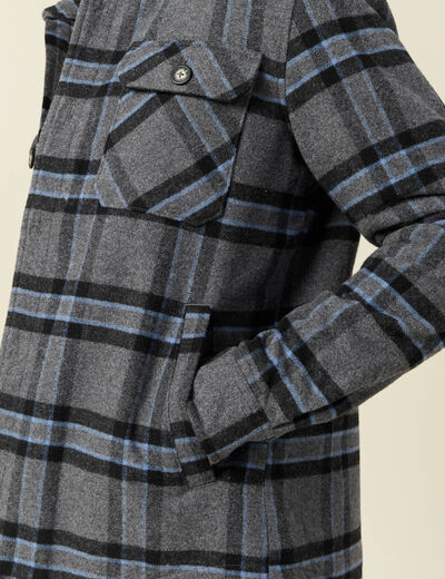 Veste surchemise droite bleu gris homme