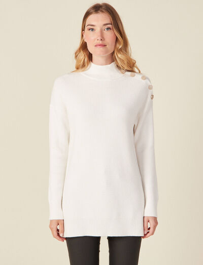 Pull long manches longues ecru femme