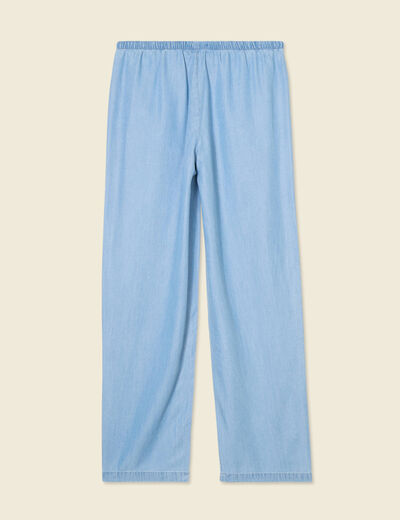 Pantalon jogger droit denim bleach femme