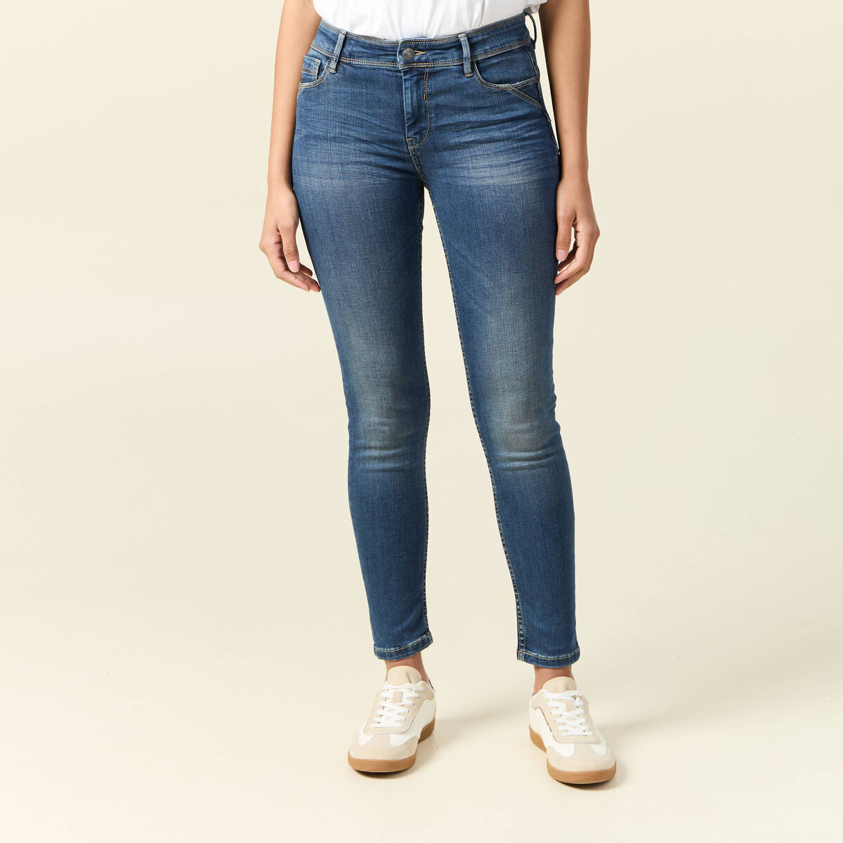 Jeans skinny push up 7/8ème denim stone femme