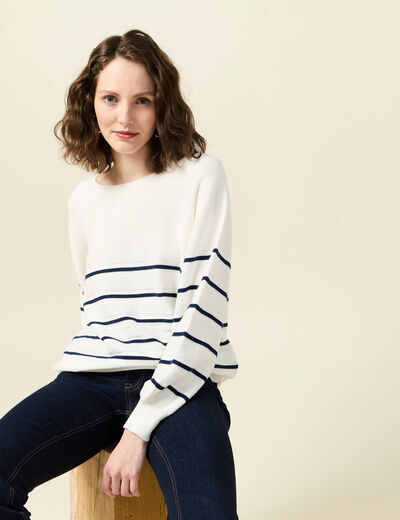 Pull manches longues bleu marine femme