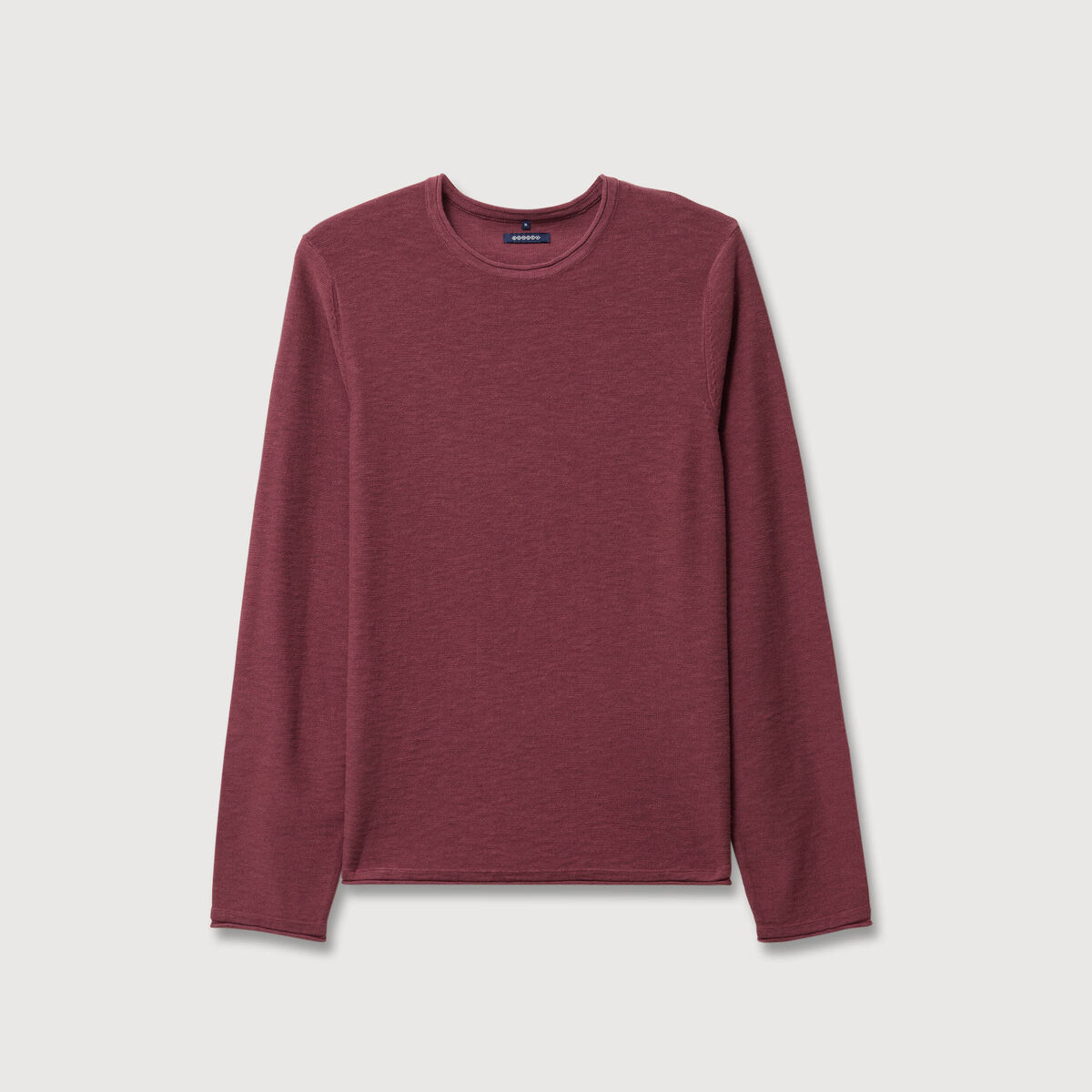 Pull fin en coton manches longues vieux rose homme
