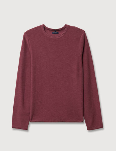 Pull fin en coton manches longues vieux rose homme