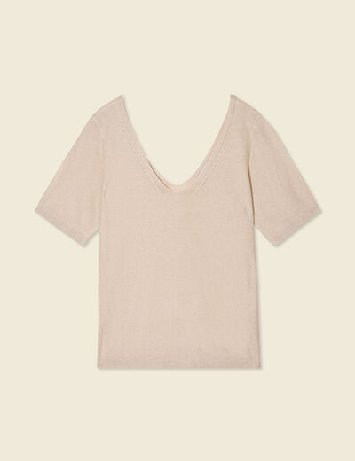 Pull manches courtes ecru femme